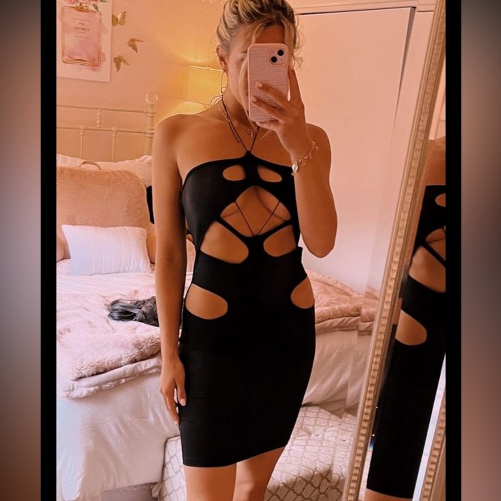 SHEIN cut out black dress